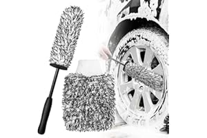 AdrreyuFny Spazzola Cerchi Auto e Guanto Lavaggio Auto, Microfibra Spazzola Ruote Kit per Pulizia Profonda per Tutti i Tipi di Cerchioni Senza Graffi e Non Danneggia Vernice - Nero