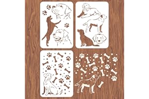 INFUNLY 3pcs Labrador Dog Wall Stencils for Painting 11.7x8.3 Tile Stencil Set Reusable Plastic Wall Stencils Template for Painting on Wood Wall Furniture Floor Tiles Fabric DIY Home Decor