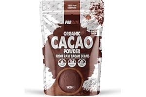 Organic Cacao Powder Vegan Peruvian Unsweetened Natural and Pure from Raw Cacao Beans from Theobroma Plant Suitable for Baking Hot Chocolate by PROELITE (1000g)