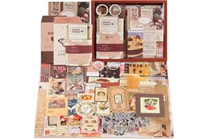 RUNEAY Scrapbooking Kit 346 Pièces,Vintage Kit d'accessoires de Scrapbooking Avec A6 Journal Esthétique Scrapbook Autocollants Papier,Cadeau de Bricolage pour Adolescentes Filles Dames