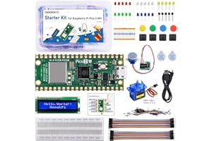 GeeekPi Starter Kit for Raspberry Pi Pico 2 W (Included), Dual Arm Cortex-M33 and Dual Hazard3 RISC-V Microcontroller, with Detailed Tutorial, 159 Items, 9 Projects, Python C Code