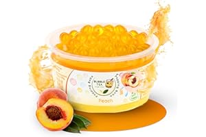 Bubble Tea Express Fruity Popping Boba Pearls Peach 490 g Bubble Tea Beads with Fruity Flavour Vegan, Gluten Free, Lactose Free, Fruit Juice Beads with Algae Cover