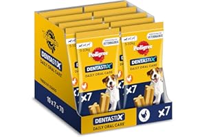 Pedigree Dentastix Snack Dental para la Higiene Oral de Perros Pequeños (10 Paquetes de 7ud)