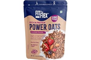 Fit & Flex Protein Oats, Peanut Butter & Chocolate, 22G Protein, Zero Refined Sugar, Ready To Eat Breakfast, Gluten Free, 400g