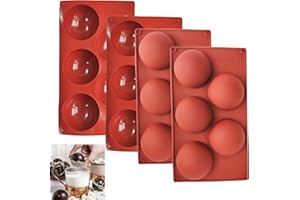 TASHELLS Lot de 4 moules en silicone - Forme sphérique - 5 trous - Forme ronde - Demi sphérique - Pour chocolat, gâteau, gelée, souris dôme