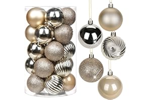 ‎BRIFUL 6CM Weihnachtsdeko Weihnachtskugeln, 25 Stücke Bruchsiche Christbaumkugeln Ornamente Weihnachtsbaumschmuck für Weihnachtsbaum Christbaumkugeln Weihnachtsdekoration Kugeln