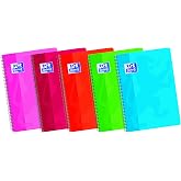 Oxford, A5 Notebooks, White, Softcover, 80 Sheets, Pack of 5, Assorted Colors