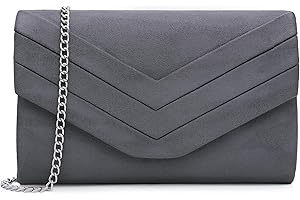 Milisente Pochette Donna Clutches Morbida Scamosciato Busta da sera Borsa Classic Clutch Purse (Grigio)