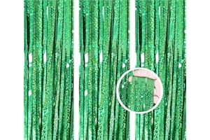 AILEXI 3 Pack Metallico Tinsel Tende Foil Frangia Shimmer Streamer Tenda Porta Decorazione Della Finestra Per Il Compleanno Forniture Festa Di Nozze 1 * 2.5M - Laser Verde