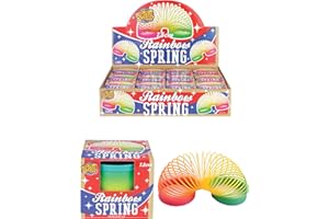 HENBRANDT Pack of 12 Plastic Rainbow Spring Toy for Kids 7.5cm Boxed Magic Spring Toys Retro Party Bag Fillers Lucky Dip Class Gifts Home School Rewards for Boys and Girls