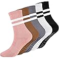 Radsocken 5 Pairs Non Slip Yoga Socks Pilates Socks for women and men with Grips, Anti-Slip Grip Socks Full Toe Ankle Socks for Ballet, Barre,Fitness,Hospital, Home