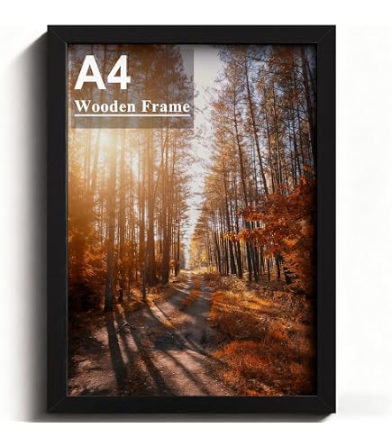 Cornice portafoto in legno nero, formato A4, set di 2, cornice A4