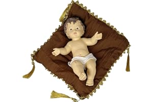 DRW Niño Jesús con cojín marrón y Dorado 28 cm (Vestido)