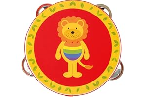 Lion Wooden Tambourine - Kids Musical Instruments for 3 Year Olds, Toddler Musical Toys - Baby Drum, Percussion Instrument, Boys, Girls - Early Development & Activity Toys by Orange Tree Toys