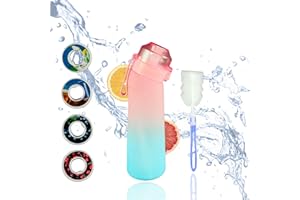 VASUKEY Air water bottle with flavour pods, bottle for cycling and other sports with cleaning brush come up with 4 flavour pods, 0% sugar with fruit fragrance (pink and blue)