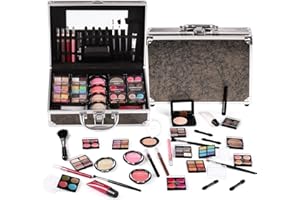 CHARMCODE Makeup Kit for Teen Girls & Women Full Kit, Beauty Train Case with Starter Cosmetics Set, Make Up Valentine's Day Gift Box with Eyeshadow,Lipgloss,Highlight,Blush,Lip&Eye Pen,Brush & More(GoldenBrown)