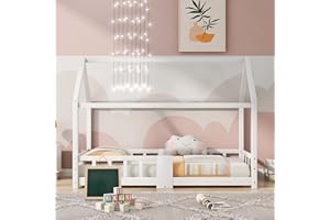 Moimhear Kinderbett, Hausbett 90 x 200 cm, Kleines Hausdesign, Kiefernholz Haus Bett for Kids