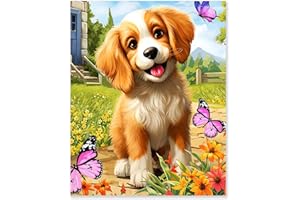 gelrovaled Pintar por Numeros Adultos, DIY Pintura por Números, Kit de Pintura al óleo de Lienzo DIY para con Pinceles, Pigmento Acrílico 40 x 50cm, Dog