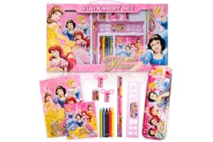 Gxhong Prinzessin Schreibwaren Geschenk Set, Mini Schreibtischset in Box, Prinzessin Federtasche Set Jungen Mädchen Schulbedarf, Inklusive Notizbuch Radiergummi und Buntstifte Set, 14 Stück