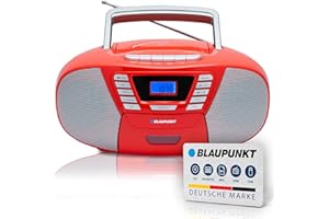 Blaupunkt B 120 RD tragbarer CD Player mit Bluetooth | Kassettenrekorder | Hörbuch Funktion | CD-Player mit USB | kleines CD-Radio | Aux In | PLL UKW Radio | Radio mit CD Spieler | Rot