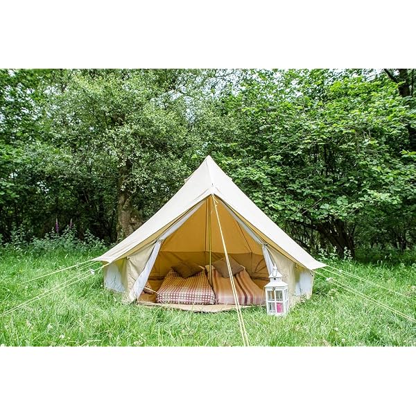 3m Canvas Bell Tent - Family Camping, Glamping, Festival u0026 Party Tent 2 Man  in Sand Includes Zipped in Groundsheet 285gsm 100% Cotton Canvas :  Amazon.co.uk: Sports u0026 Outdoors