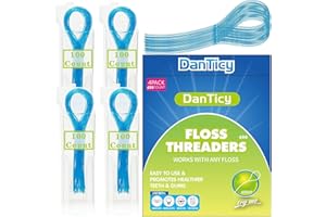 DANTICY Zahnseide-Einfädelhilfe für Zahnspangen und Brücken, 400 Stück, 4er-Pack