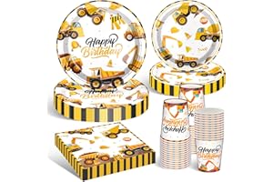 YIMAKJ Bagger Partygeschirr Set, Bagger Geburtstag Deko, Bagger Kindergeburtstag Deko, Bagger Partygeschirr Kindergeburtstag, Bagger Pappteller Pappbecher Servietten Für Geburtstagsdeko Junge(10 Gäste