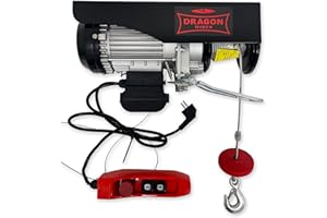Dragon Winch Verricello elettrico 600kg 230V Argano motorizzato 1200W con telecomando a cavo | Paranco Elettrico a fune con capacità di carico 300kg–600kg Altezza di sollevamento 12m