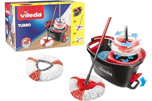 Vileda TURBO Pack Special avec 1 recharge supplémentaire - balai serpillère en microfibres + son seau essoreur à pédale