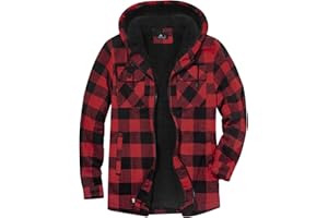 SwissWell Camicia Boscaiolo Uomo Giacca Flanella a Quadri Spessi Fodera di Peluche Felpa Cappuccio Foderata Casual Uomo Felpa con Cappuccio in pile Giacca Invernale con Tasca