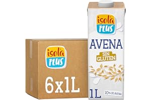 ISOLA PLUS Pack de 6 Unidades de 1 L de Bebida Vegetal de Avena sin Gluten, sin Azúcares Añadidos y Sin Lactosa, Apto para Veganos, Optima para Tomar Sola, con Café o en Batidos