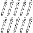 10 Pcs Stainless Steel Anchor Expansion Bolt Anchor Bolts Expanding Rawl Bolts for Wall Hex Nut Expansion Sleeve Anchor Bolt Heavy Duty Expansion Screws Plugs (M8x80mm)