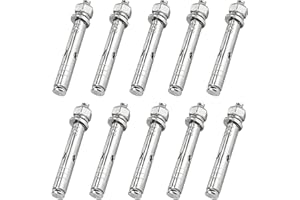 WEQEYENT 10 Pezzi Bulloni Espansione M8 x 80 mm, Tassello Ancorante M8, Tasselli Muro, Viti di Espansione in Acciaio Inox Tassello Passante per Cemento Armato