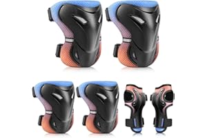 YOOXARMOR Set di Protezioni per Bambini da 3-6-13 Anni, Ginocchiere, Gomitiere, Polsiere Regolabili per Pattini a Rotelle, BMX, Bici,Ciclismo,Skateboard,Pattini in linea,Monopattini[6 Pezzi]