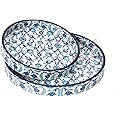 DULI Set of 2 MDF Wood Enamel Coated Multipurpose Trays| Serving Tray for Home & Dining Table | Multipurpose Tray | (7 * 7 & 9 * 9 Inches) (Setof2Round: BlueMoroccan)