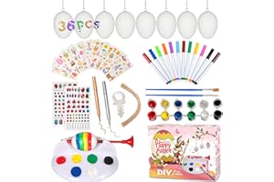 LessMo Uova di Pasqua Decorative, 36 Pezzi Uova Pasquali da Appendere, Decorazioni Fai da Te, Bianco Uova Pasquali con La Corda di Pasqua per La Decorazione e Regalo