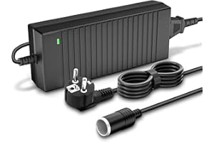 AUCARAUTO Spannungswandler 230V auf 12V, 120W/10A/2.65M KFZ Netzadapter mit Zigarettenzünder auf Steckdose, Adapter für Kühlbox Reifenfüller, Autostaubsauger und andere Autogeräte C10