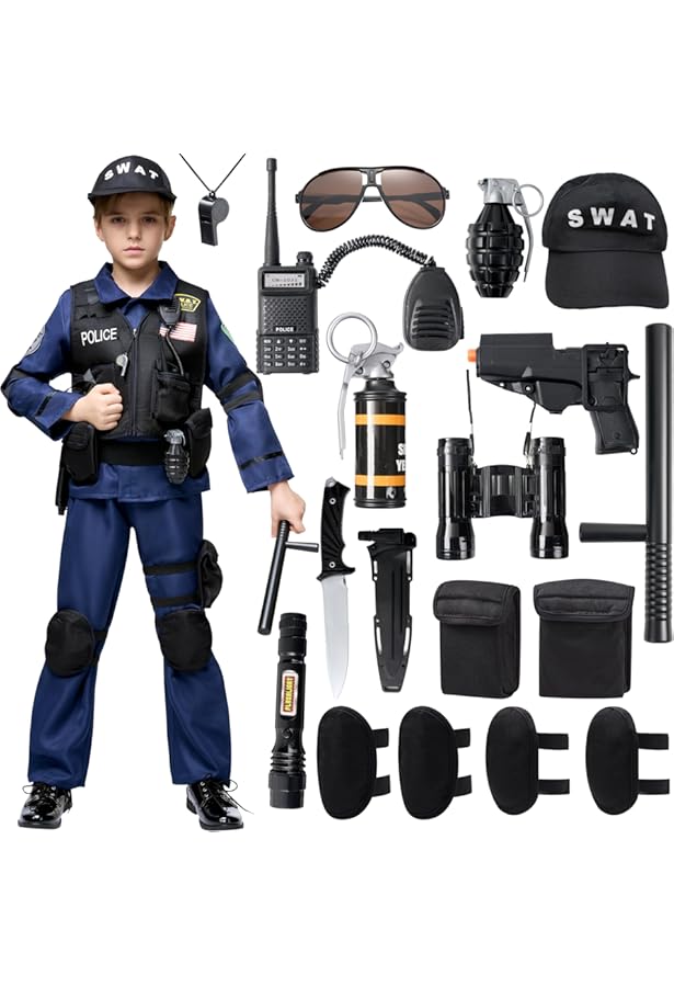 BuntWunder Kinder carnaval kostuum, politieagent vermomming met