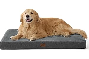 Bedsure Matelas Chien Mémoire de Forme - Coussin Grande Taille Orthopédique, Tapis Lavable et Antidérapant, Lit pour Chien Intérieur, Gris, 104x74cm