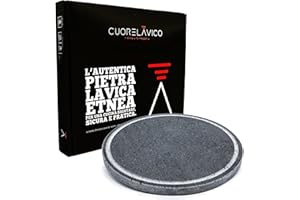 CUORE LAVICO - PIASTRA REFRATTARIA IN PIETRA LAVICA PER BARBECUE TONDA DIAMETRO 35 SPESSORE 2 CM CON SCANALATURA RACCOGLI GRASSI - COTTURA NATURALE PER CARNE PESCE E VERDURE ED ANCHE PER LA PIZZA