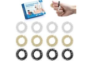 YANGTSUNG Akupressur Ring, 12 Stück Fingermassagering Set für Stressabbau, Entspannung und Förderung der Durchblutung, 30 mm, Fidget Ring für Erwachsene und für kinder(Gold/Silber/Schwarz)