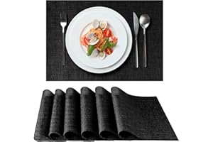 SIDORENKO Loco Bird Podkładki Zestaw 6 czarnych - 44x32cm - Podkładki zmywalne z PVC - Podkładki żaroodporne - Podkładki - Podkładka na stół