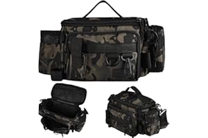 XCRPRT Angeltasche Angelausrüstungstasche Angelgerätetasche Angelkoffer Forellen Tasche Angeln mit gepolstertem Schultergurt und Tragegriffe Anglertasche für Angeln Wandern Jagd Camping Reisen Kommt