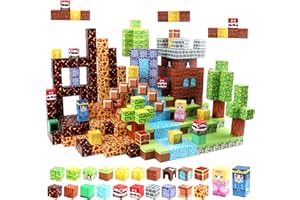 Uiczdry 150 Stück Magnetische Bausteine,2.5CM/Stück Bauen magnetische Sensorik Blöcke Welt,Adventureland Kinder-Kreativspielzeug,Montessori Spielzeug ab 3 Jahren Geschenk für Jungen und Mädchen