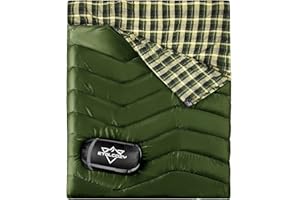 ETGLCOZY Double Sleeping Bag for Adults Camping, XL Queen Size 2 Person Cotton Flannel Sleeping Bags for All Season Hiking Backpacking, Lightweight Waterproof for Cold Weather & Warm