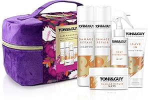 TONI & GUY Toni&Guy Ultimate Care & Nourish with a Large Plush Velvet Vanity Gift Case Christmas Gift Set Perfect Gifts for Her 5 Piece