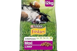 FRISKIES | Maxi | Chien | Croquettes pour Chiens Adultes de Grande Taille | au Boeuf | Source de protéines de Haute qualité | Sac | 12 KG