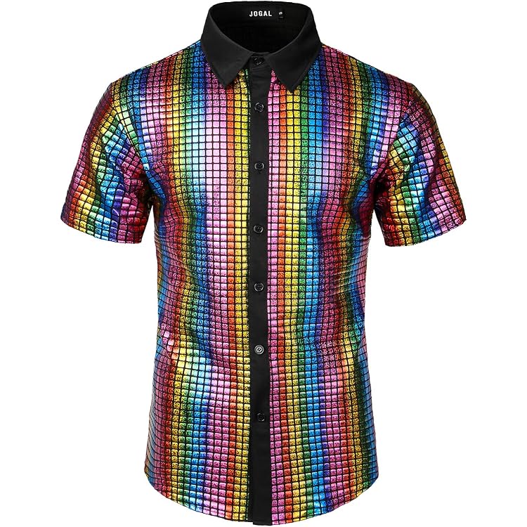 Chemise à Paillettes Pour Homme - Style Disco Années 90 - Pour Fête, Carnaval, Soirée Hip-hop Ou Déguisement
