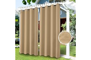 OKYUK Tenda oscurante impermeabile con occhielli, per gazebo, porta scorrevole, pergola, protezione privacy e isolata termicamente (beige, 132 x 238 cm)
