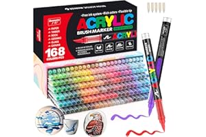 Gelanty rotuladores acrilicos, 168 colores marcadores acrílicos con Punta de Pincel Flexible, Líquido Directo acrylic brush markers para Pintura sobre Roca, Cerámica, Madera, Vidrio